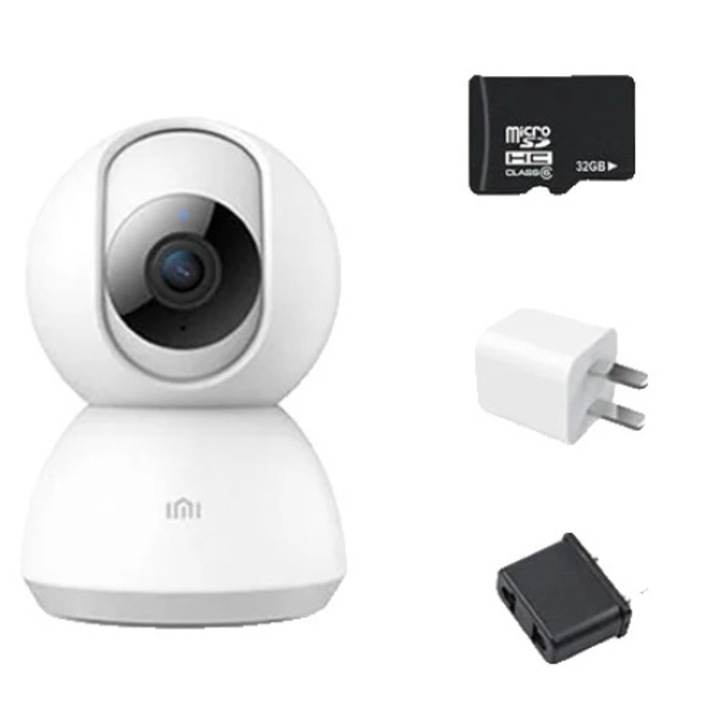 Смарт камера за наблюдение, нощно виждане, 360A, 1296P, бяла