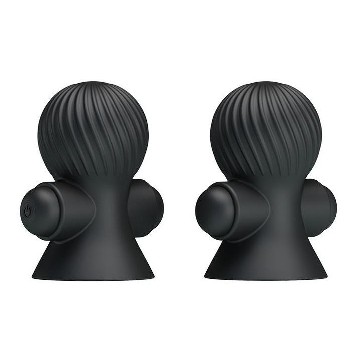 Комплект вендузи за зърна Pretty Love BDSM, сутиен стимулатор с вендузи, 12 режима на вибрация, силикон, водоустойчив