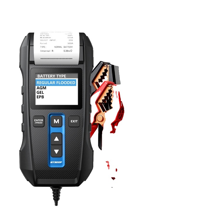 Tester baterie auto cu imprimanta, TOPDON BT300P, 100-2000CCA, ecran color, 12V