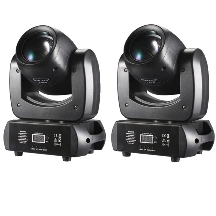 Set 2 Proiectoare Scena LED, Rotire 540/180 grade, 150W, 8 Prisme, 27x23x16cm