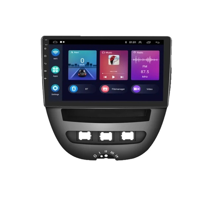 Navigatie GPS, 7 inch, Multicolor, 1024x600, 2GB RAM, 32GB ROM, Carplay, GPS, Negru