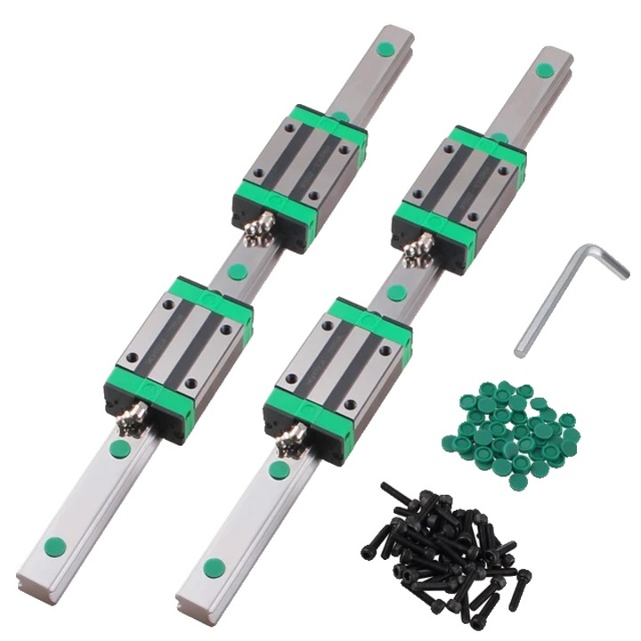 Set ghidaje liniare, 600mm, 2 sine HGR20, 4 blocuri HGH20CA, multicolor