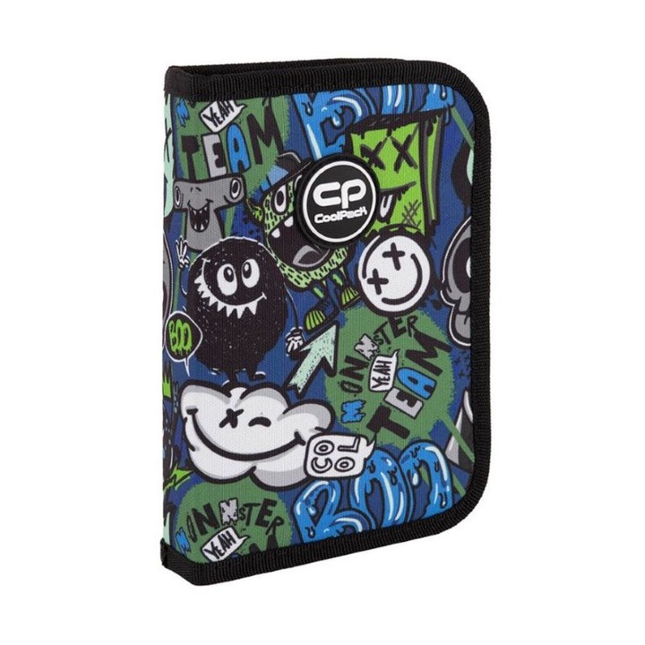 Ученически несесер CoolPack, Clipper Monster Team, Без съдържание, 20.5 x 13.5 x 4 cm, Многоцветен