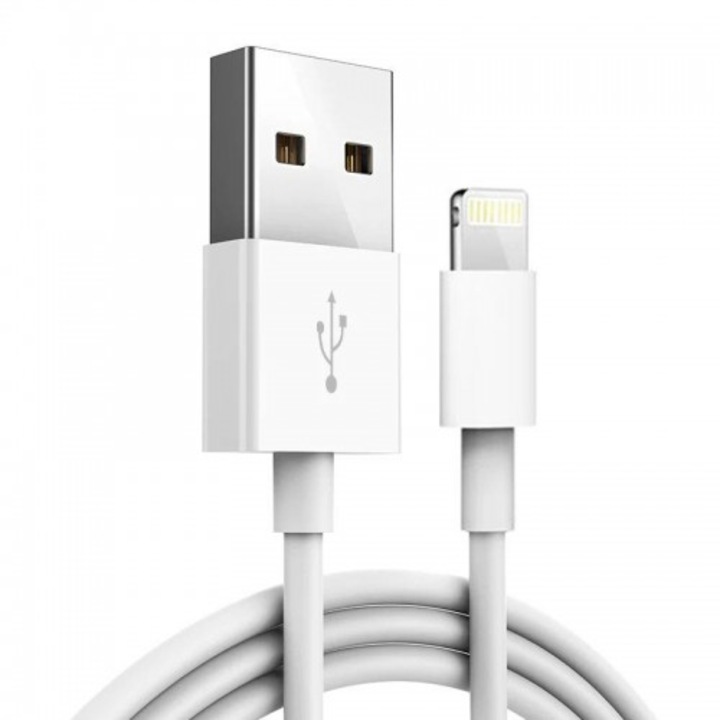 Кабел USB-A към Lightning за iPhone Planet Tech за зареждане и данни, 1 метър, Бял