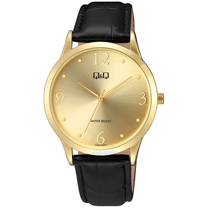 Férfi analóg óra, Q&Q C08A-019PY, arany