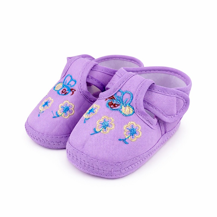 Botosei pentru bebelusi Chippo 30101-PP-S, Flori, Textil, S, 10.5 cm, 17 EU, Mov