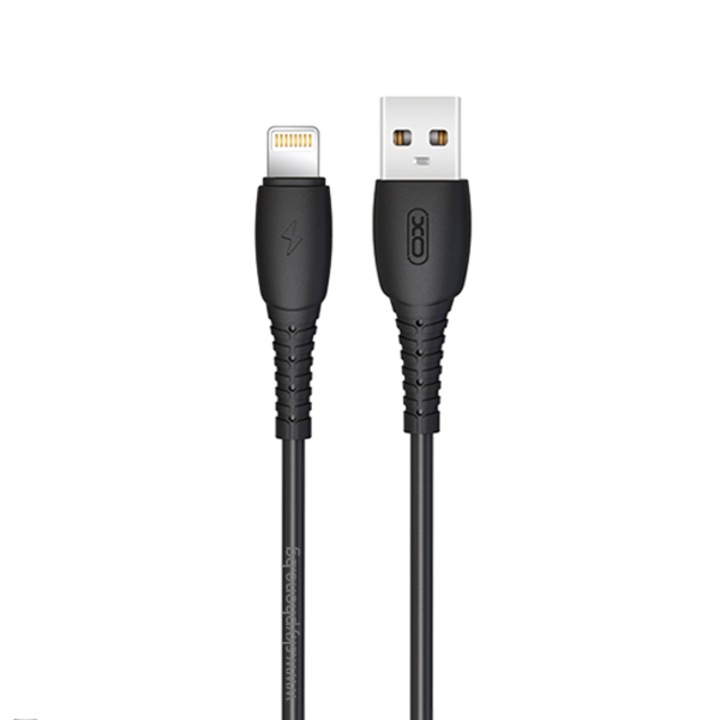 Cablu de date, USB - Lightning, XO, 2.4A, 1m, incarcare, transfer de date, NB-P163, negru
