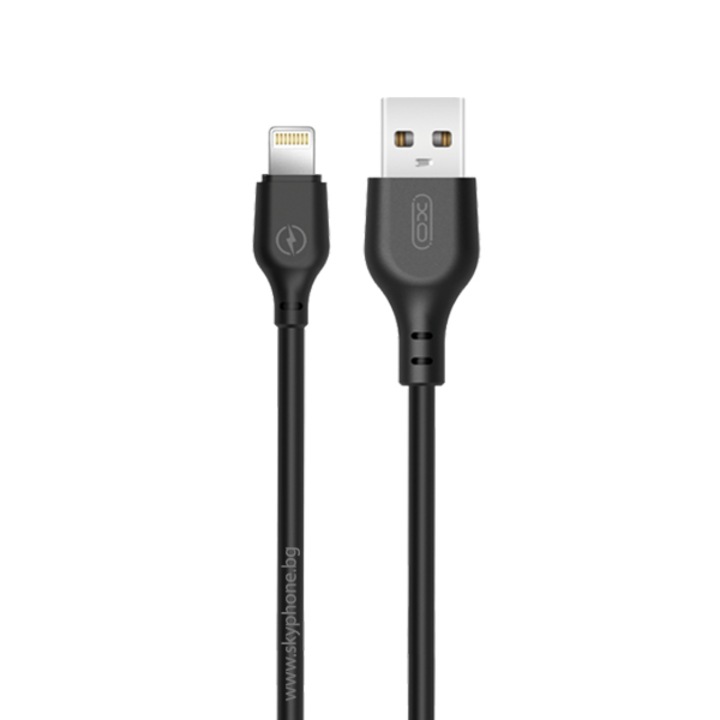 Cablu de date, USB - Lightning, XO, 2.4A, 2m, incarcare, transfer de date, NB103, negru