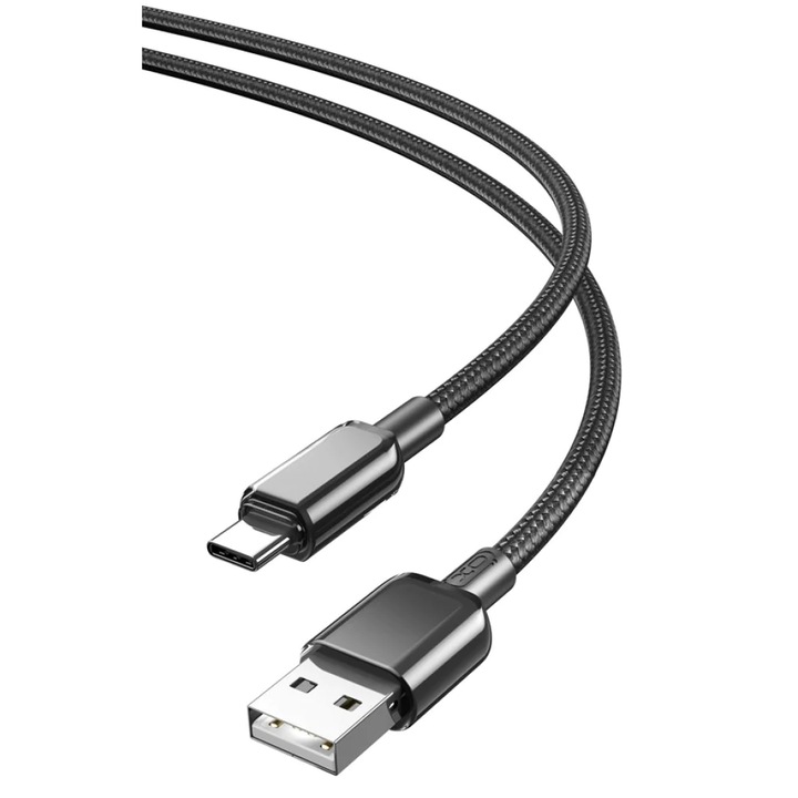 Кабел USB - Type-C, XO, 5A, 1m, NB249, зареждане + пренос на данни. черен