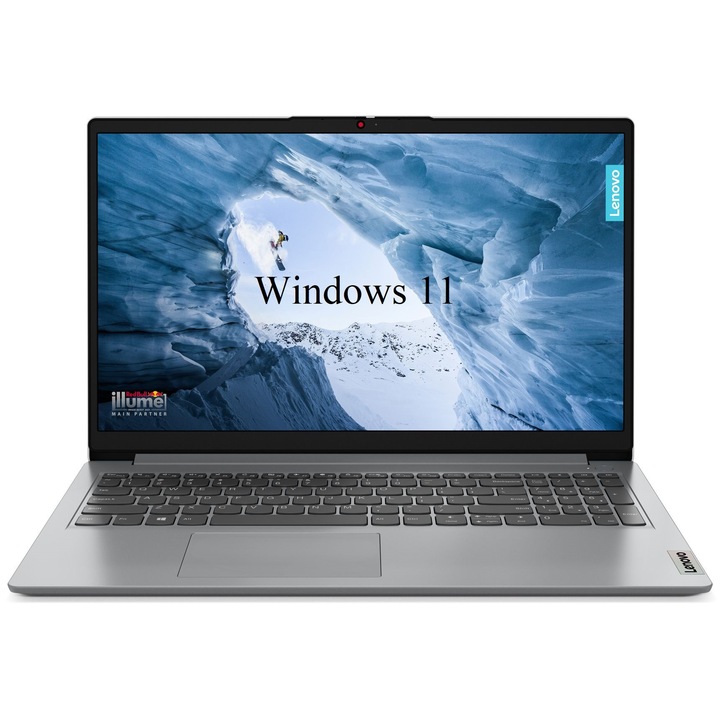 Лаптоп Lenovo IdeaPad 1 15IGL7, 15.6″ FHD, Intel Celeron N4120 4-core, 4GB DDR4, 128 GB eMMC, Intel UHD Graphics 600, Windows 11 Home, 1.54 kg Cloud Grey