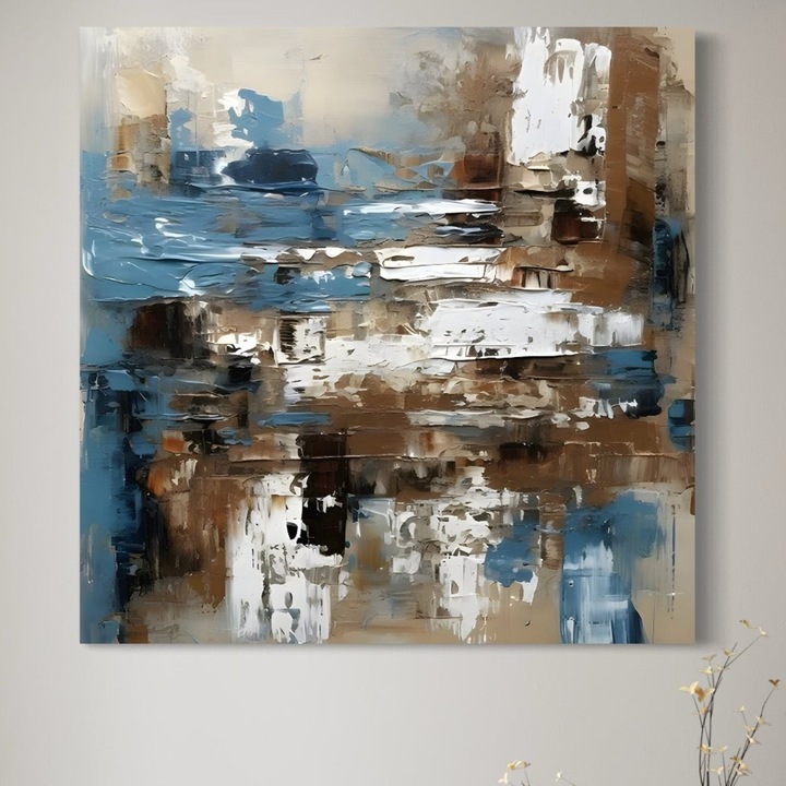 Премиум Канава Картина, LuxCanva® A1650, Кафява Картина, 75 X 75 СМ, 100% Памучно Платно 400г/м2, Дървена Рамка, Стая, Декоративен, Хроматичен, Абстрактен, Всекидневна, Ярки Цветове