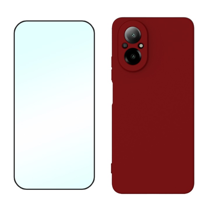 5D Secure üvegfólia készlet, kristálytiszta, teljes burkolat és sima szilikon védőtok mikroszálas Realme C67 4G-hez, OPTIM MEGOLDÁS, Ultra vékony, kiváló minőségű puha anyag, prémium szálas bélés, egyedi stílusos dizájn, Visiniu