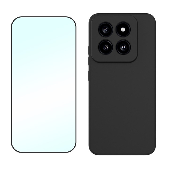 5D Secure Glass fólia készlet, kristálytiszta, mindenhol fedő és sima szilikon védőtok mikroszálas Xiaomi Redmi Note 13 4G készülékhez, OPTIM MEGOLDÁS, ultravékony, kiváló minőségű puha anyag, prémium szálas bélés, egyedi stílusos kialakítás, fekete