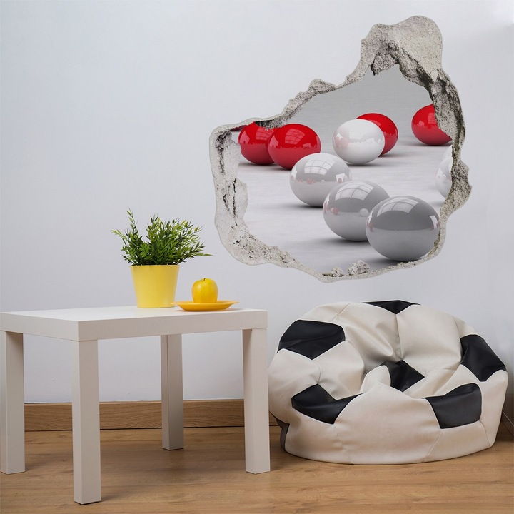 Декоративни стикери, Tulup, Червени и бели топки, Червен, 100x100 сm, 010120080010000006079