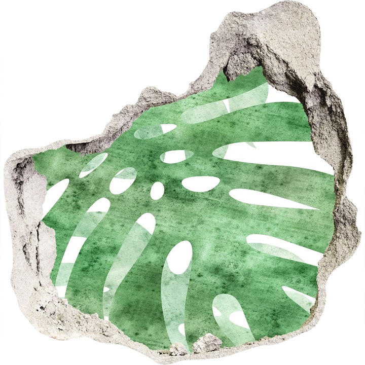 Autocolant decorativ pentru gaura, Tulup, Monstera, Verde, 75x75 cm, 010120080090000006650