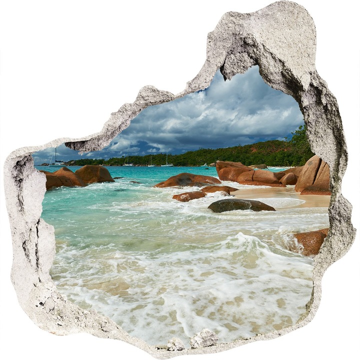 Autocolant decorativ pentru gaura. Tulup. Seychelles Beach. Albastru. 125x125 cm. 010120080050000007229