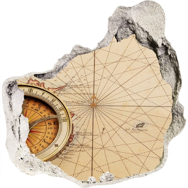 Autocolant decorativ pentru gaura. Tulup. Busola in meniu. Bej. 125x125 cm. 010120080050000007731