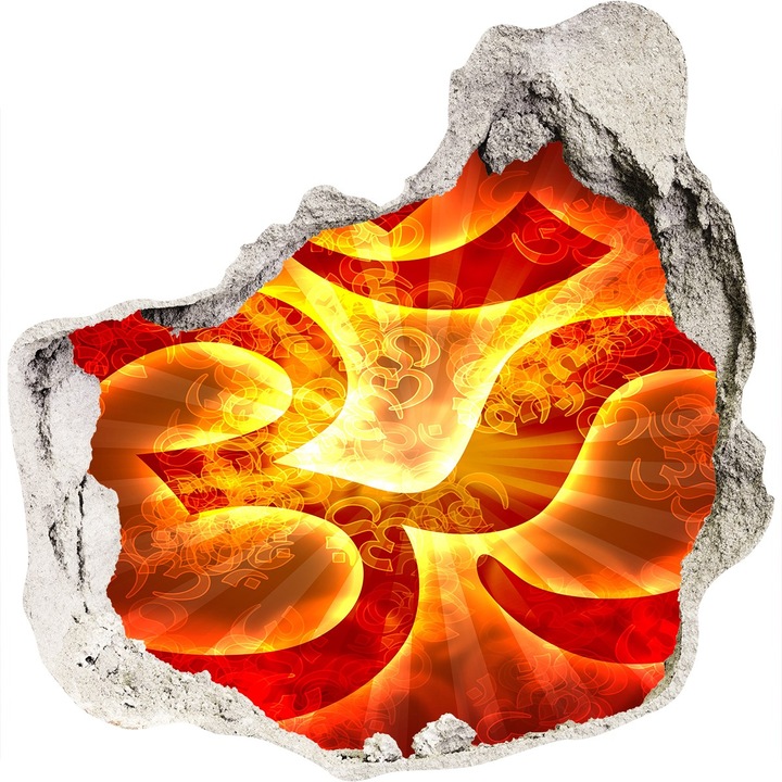 Autocolant decorativ pentru gaura. Tulup. Semnul OM care arde. Rosu. 75x75 cm. 010120080090000007776