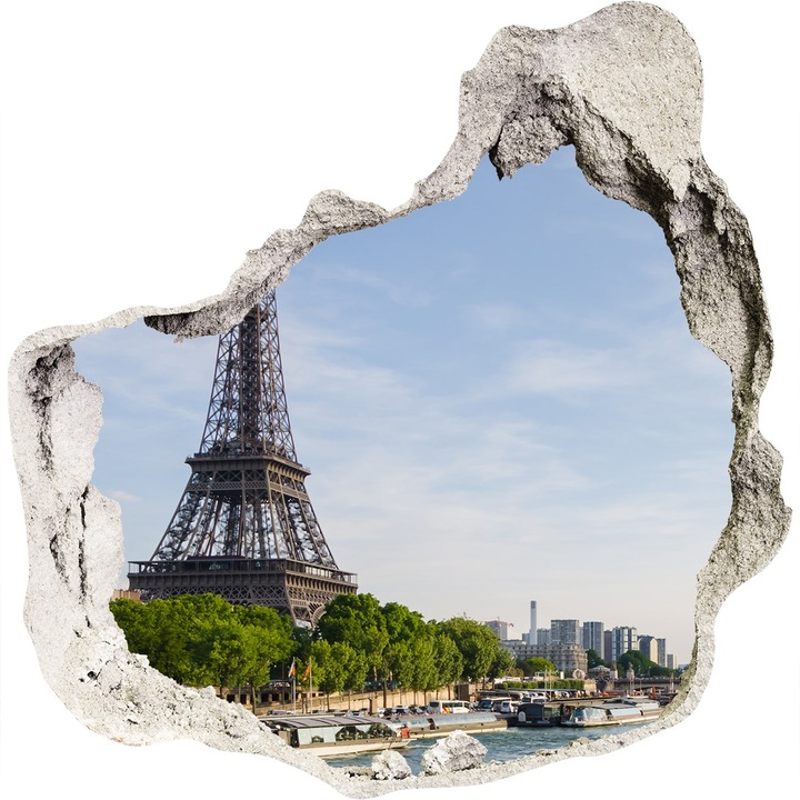 Autocolant decorativ pentru gaura. Tulup. Turnul Eiffel Paris. Albastru. 125x125 cm. 010120080050000008283