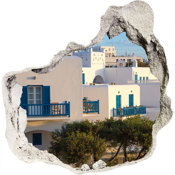 Autocolant decorativ pentru gaura. Tulup. Mykonos Grecia. Albastru. 125x125 cm. 010120080050000008280