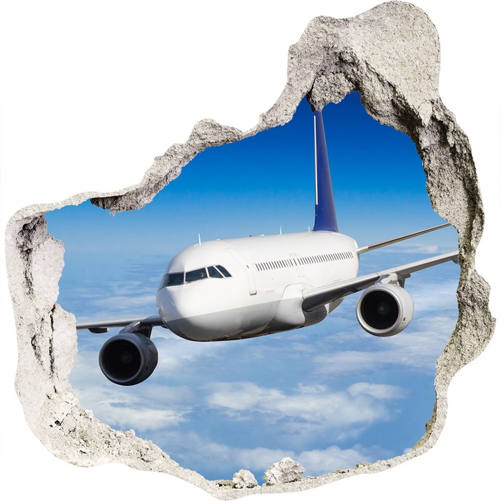 Autocolant decorativ pentru gaura. Tulup. Avion in aer. Albastru. 125x125 cm. 010120080050000008466