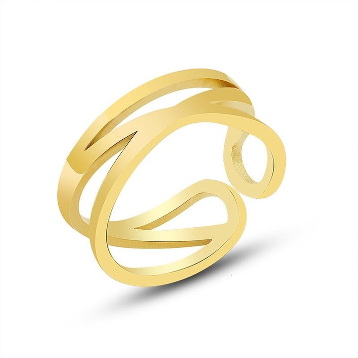 Inel dama, AIZU, Otel, Placat cu aur, Auriu