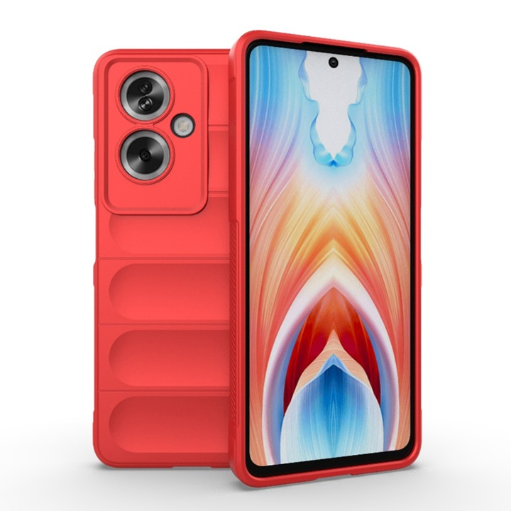 HTPMAG Кейс за oppo a79 5g / oneplus nord n30 se, противоударен, оребрени ръбове, минималистичен дизайн, червен