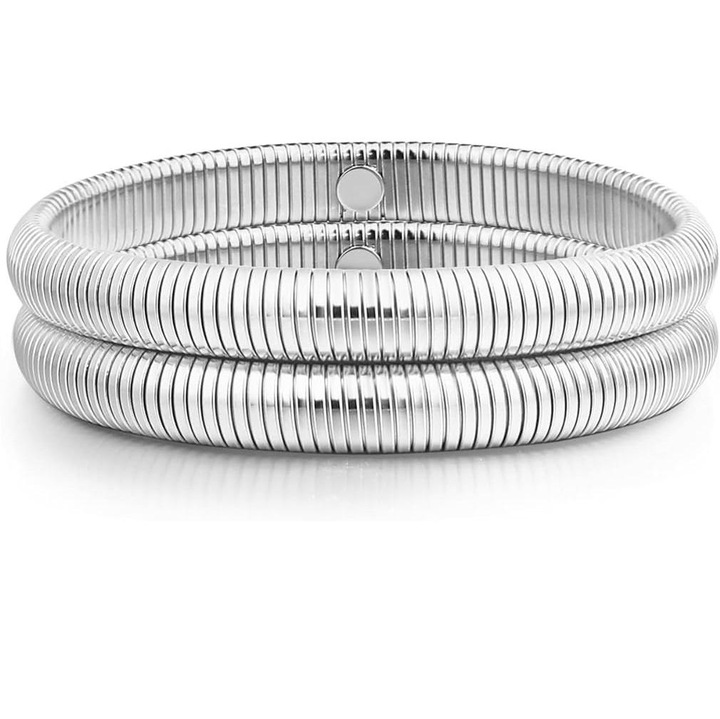 Set 2 bratari dama, AIZU, Inox, Argintiu