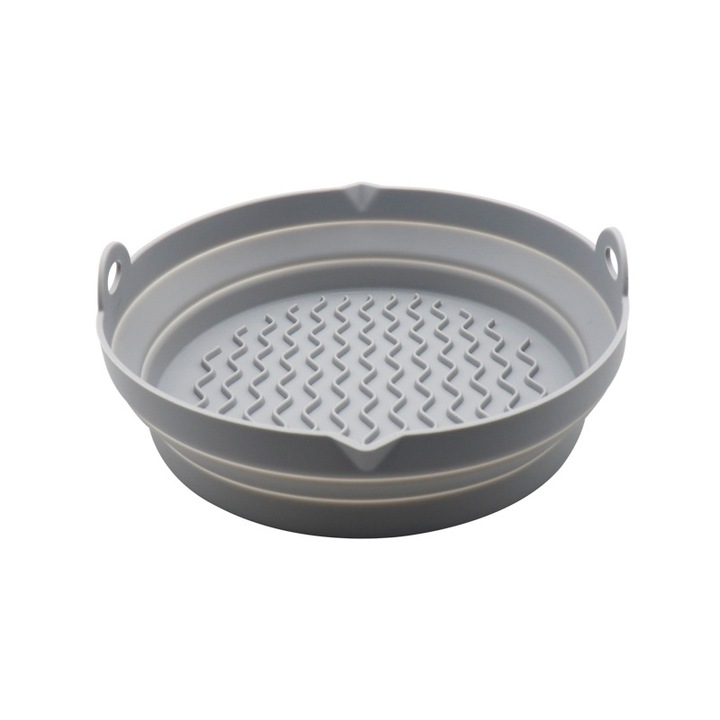 Folie de silicon pentru friteuza cu aer, Momcbebe, rezistenta la temperaturi ridicate, gri, 20.7x19.3x4.8cm, set 1 buc
