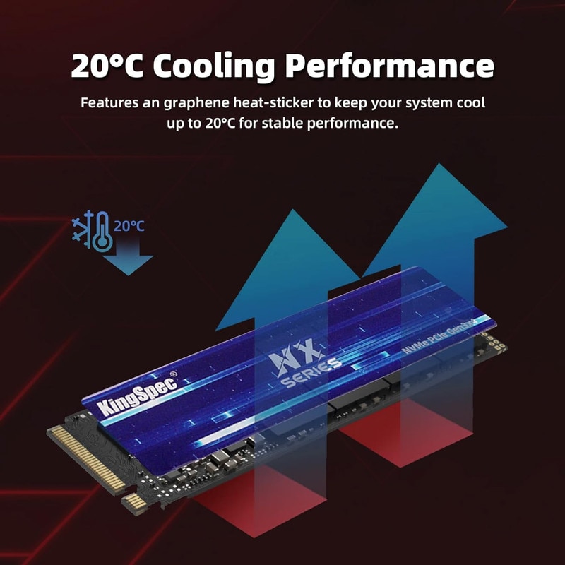 SSD KingSpec NX-1TB 2280, M.2 NVMe PCIe3.0x4, 3400MB/s, 22 x 80 mm