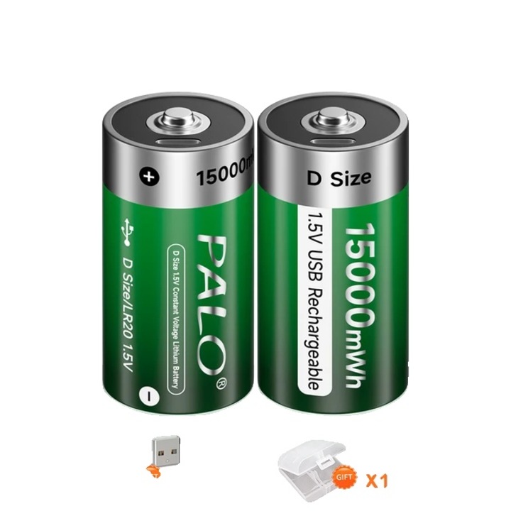 2 db Palo D akkumulátor készlet, 15000mWh, USB töltés