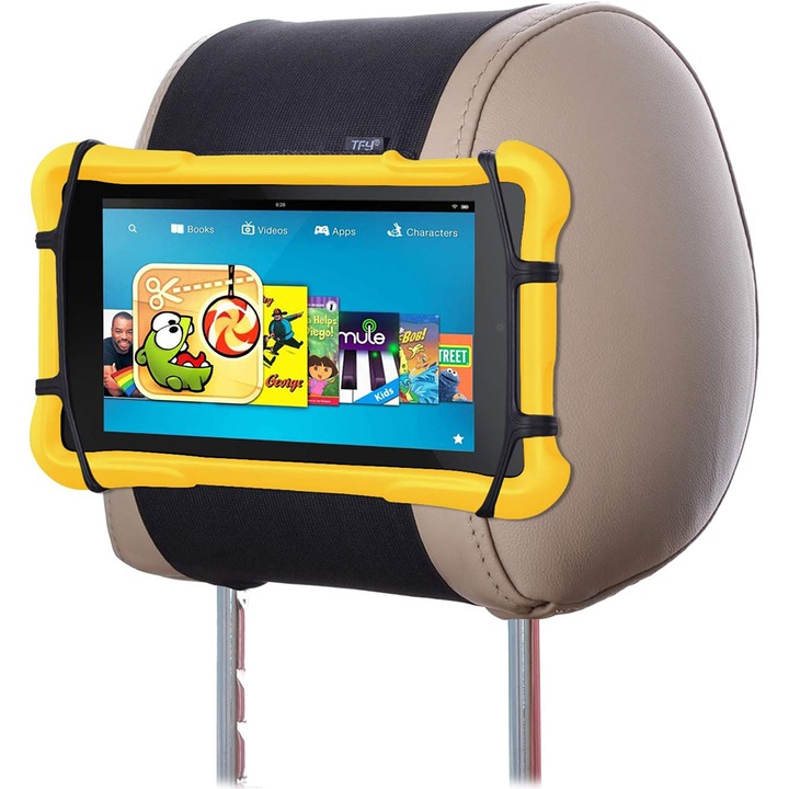 Suport auto de Tableta si Telefon pentru Tetiera, JESWO®, Universal，7-12.9 inch, sistem de prindere tip arici, Suport ajustabil flexibil la 360 de grade, vertical si orizontal, Negru