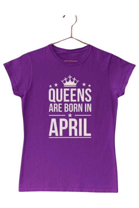 Queens are born in april női póló, lila, XL