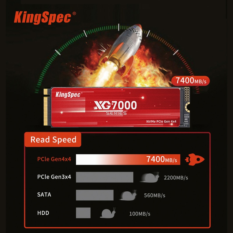 内蔵型SSD KingSpec XG7000 1TB SSD M.2 NVMe SSD KingSpec XG7000, 1TB, M.2 NVMe, PCIe4.0x4, 22x80mm, viteza de