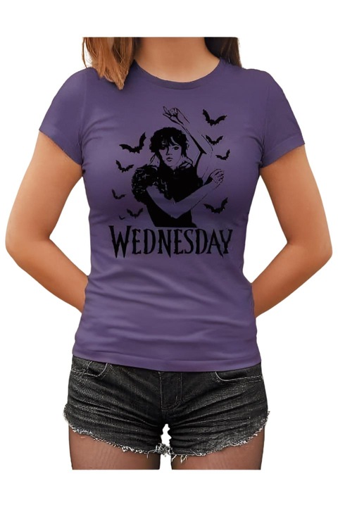 Wednesday dance denevérekkel női póló, lila, M