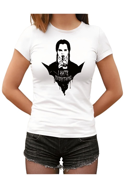 Wednesday I hate everything női póló, fehér, L