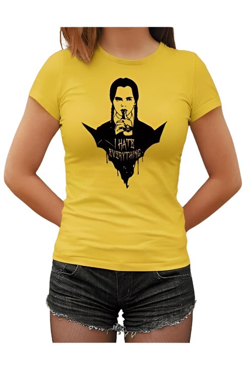 Wednesday I hate everything női póló, sárga, M