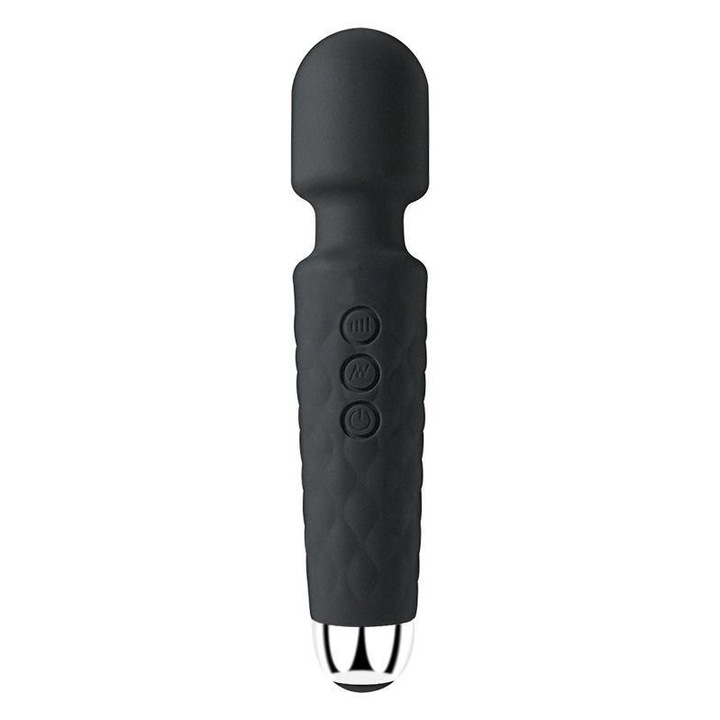 Vibrator-Stimulator, Viteza Reglabila, 20 de Programe Vibratii, 20cm, 8 Trepte de Viteza, Silicon, Magica, Stimulare Intensa, Flexibil, Rezistent, Negru