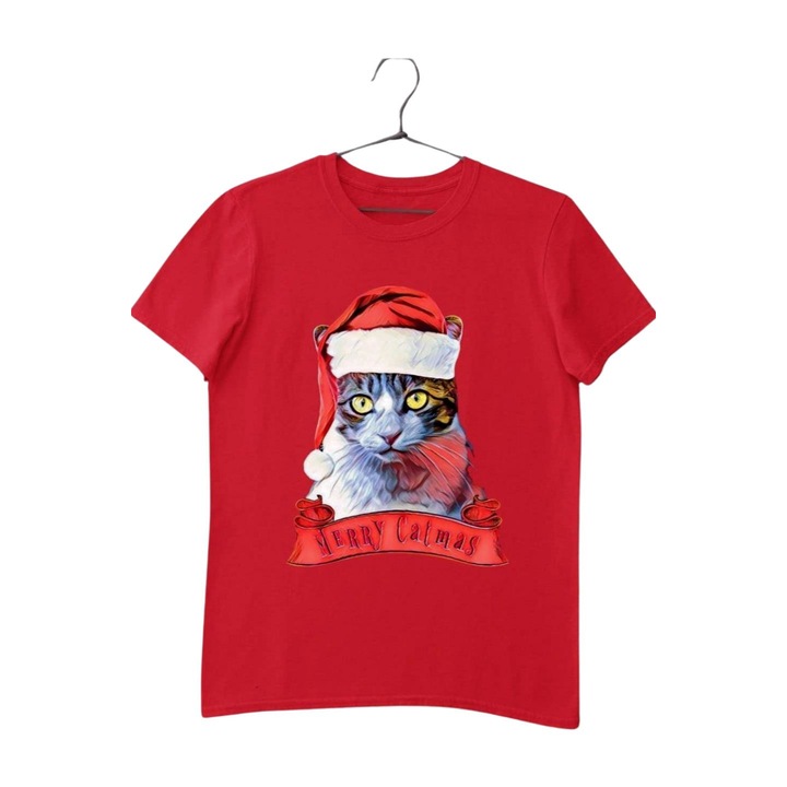 Cicás merry christmas gyerek póló, Piros