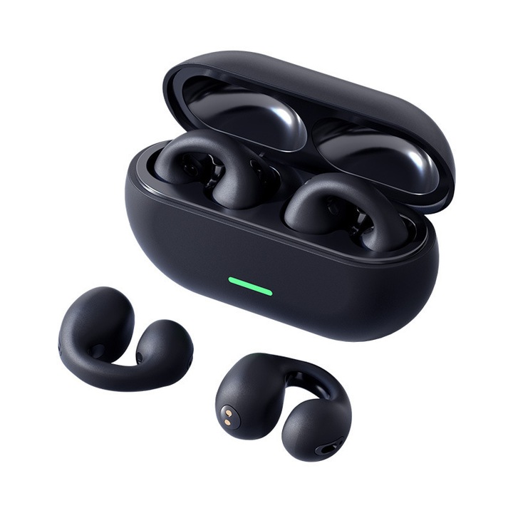 Casti wireless pentru jocuri, casti intraauriculare Bluetooth 5.0 pentru jocuri, microfon cu anulare a zgomotului, casti cu timp de redare 8 ore, mod muzical pentru jocuri/bas profund pentru iPhone si Android (negru)
