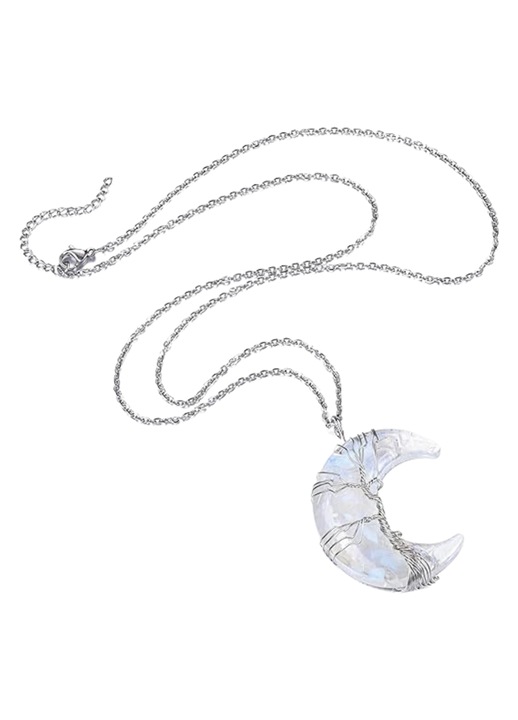 Colier Edibazzar, colectie moderna, cristale, argintiu, 59x5cm