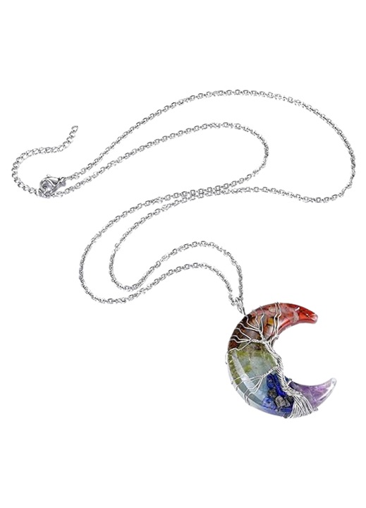 Colier Edibazzar, colectie moderna, cristale, argintiu, 59x5cm