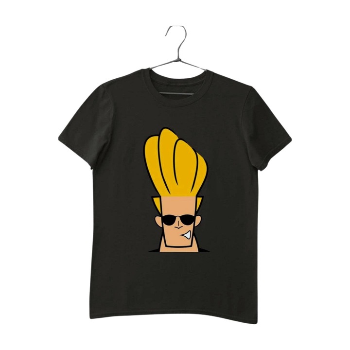 Johnny Bravo fej gyerek póló, Fekete