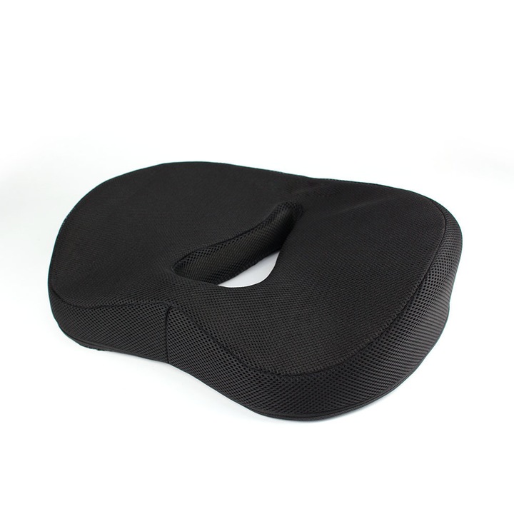 Memóriahabos üléspárna, Chigoods, csúszásmentes, kényelmes tartást biztosít, irodai székekhez és autósülésekhez is alkalmas, fekete