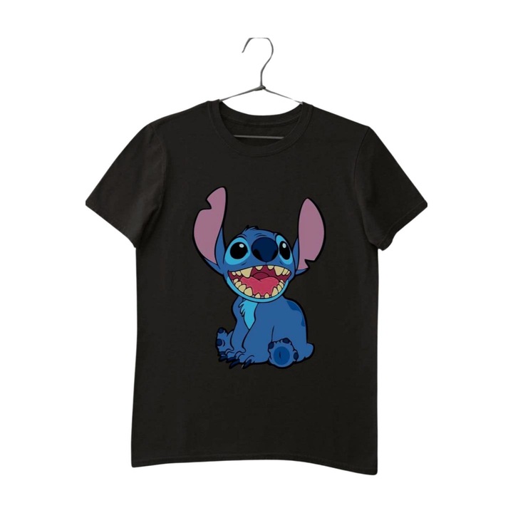 Stitch vigyorgós gyerek póló, Fekete