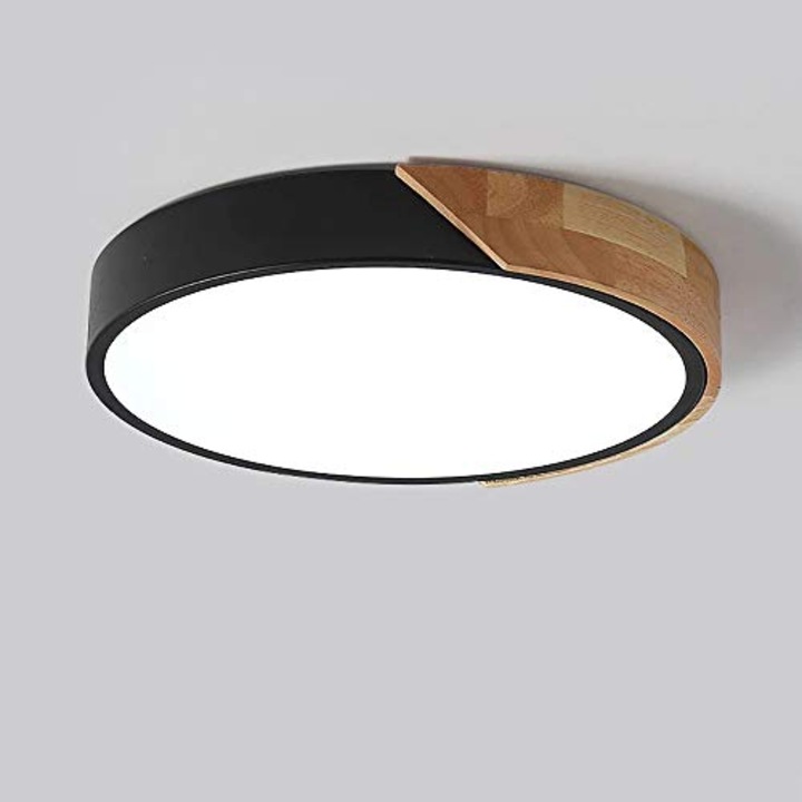 LED плафониери Toollight, Дърво, Желязо, Акрил, 18 W, 6000K, 30x5 см, Черен