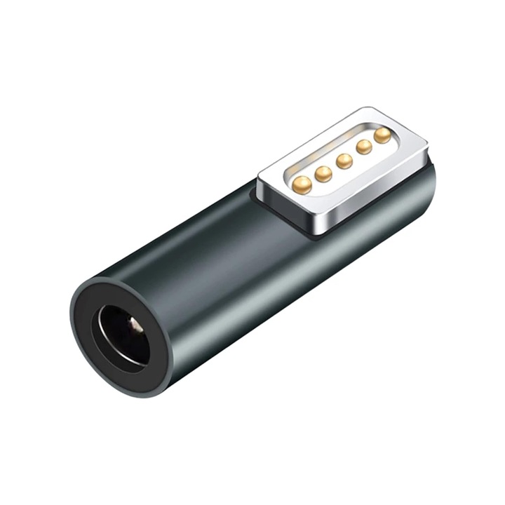 Adaptor Type-DC5521 - Magsafe 1 magnetic metalic pentru MacBook Air/Pro, Nybgyy®, Negru