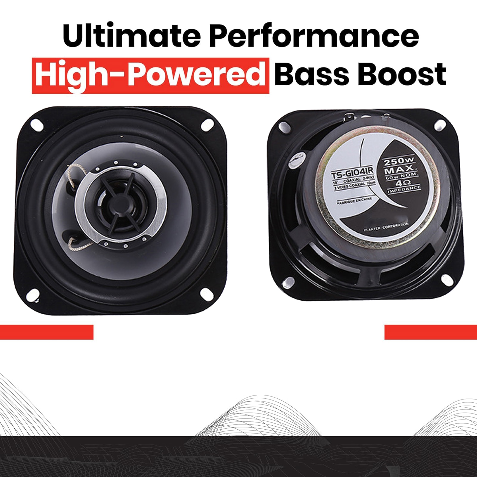 Set 2 difuzoare auto, Axroad Mall, 30 W RMS, 250 W Max, Tensiune