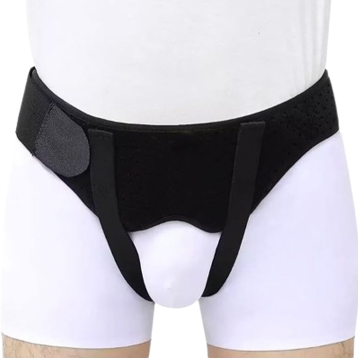 Centura Ventoo®, pentru hernie inghinala, bilaterala, cu tampoane anatomice pentru presare, marime XL, negru