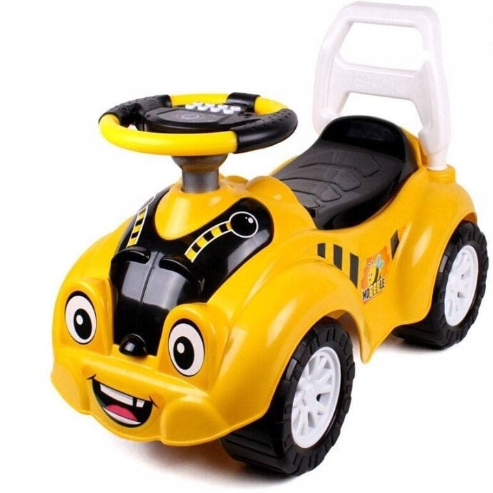 Bébikomp 1 éves kor feletti gyerekeknek, Ride-on, boldog autó, hang- és fényeffektusokkal, sárga